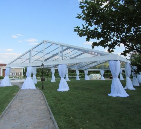 Draping columns of the tents