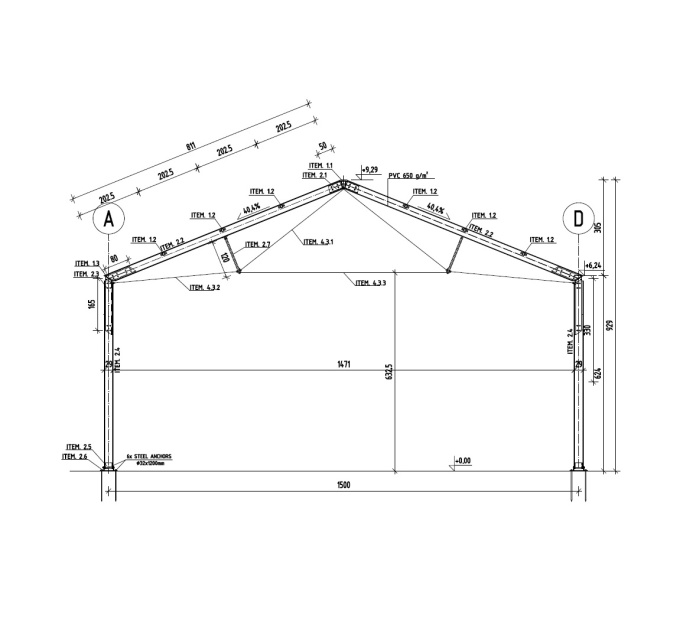 LAMS Aviation Hangars  15,00 m x 40,00 m x 6,20 m